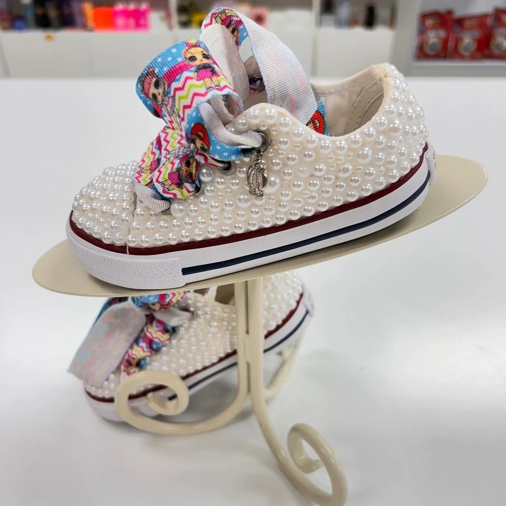 Converse Chuck Taylor All Star Baby Pearl Custom LOL Surprise Ribbon  7.5